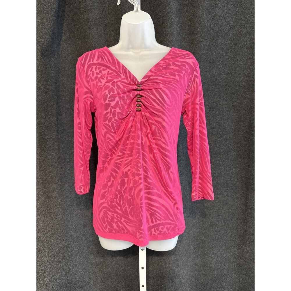 VTG Dolcetti Pink Zebra Patterned Women's Ruched Top Size S NWT